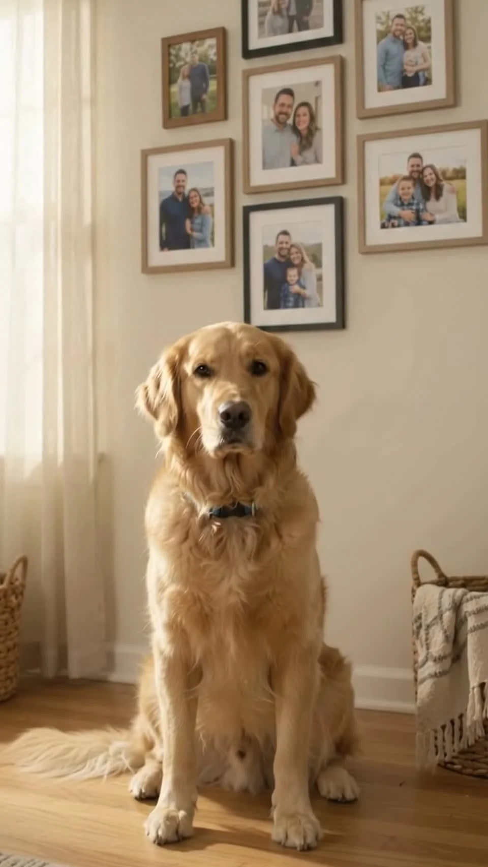 A golden retriever at home, from A Place in the Family